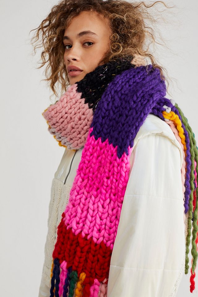 Rainbow Stripe Fringe Scarf #3