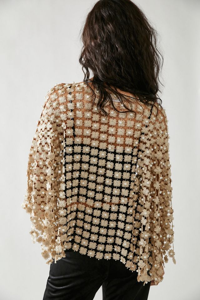 Daisy Pearl Embellished Cape #1
