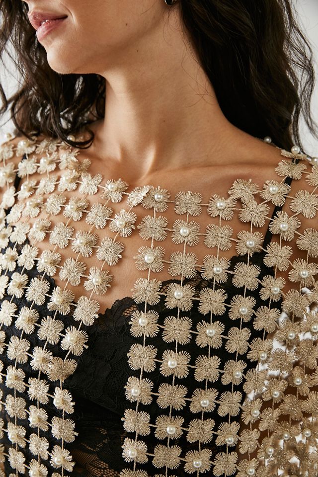 Daisy Pearl Embellished Cape #2