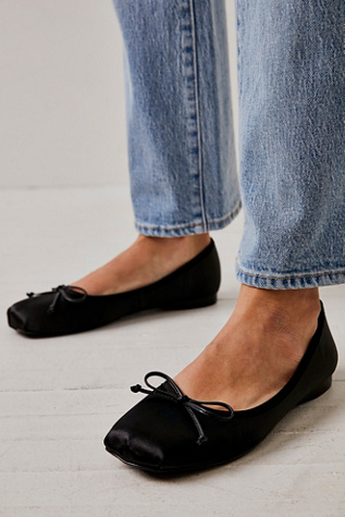 Aurora Flats by Jeffrey Campbell at Free People in Black Satin, Size: US 9