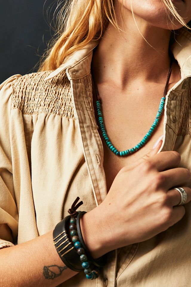 Turquoise hot sale leather necklace