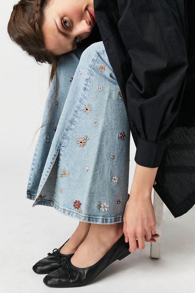 Driftwood Farrah Embroidered Slit Flare Jeans #3