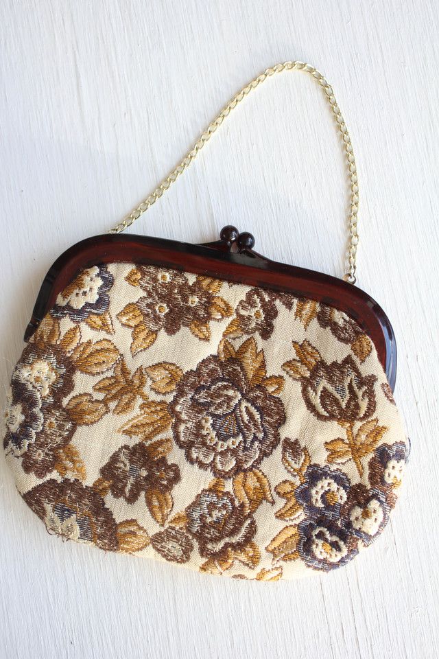 Vintage Golden Floral Evening Chain Handbag Selected By Moons + Junes Vintage #1