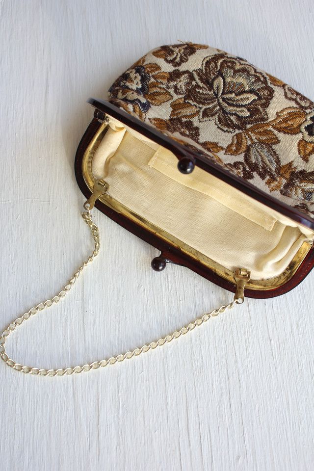 Vintage Golden Floral Evening Chain Handbag Selected By Moons + Junes Vintage #2