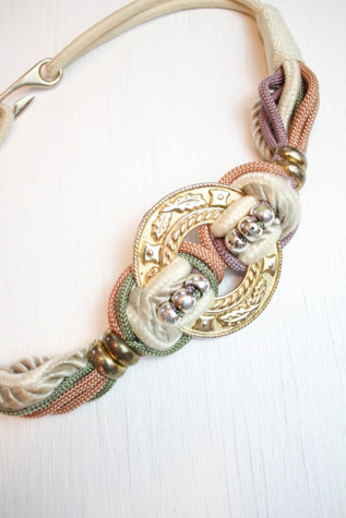1980s Braided Pastel Medallion Belt Selected By Moons + Junes Vintage