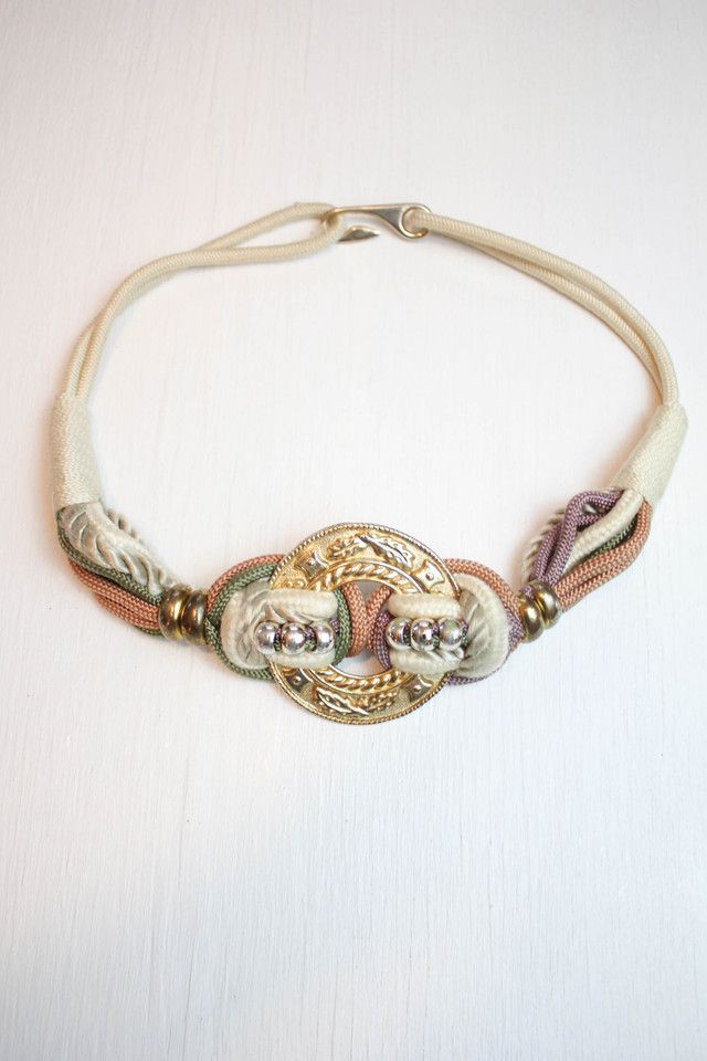 1980s Braided Pastel Medallion Belt Selected By Moons + Junes Vintage #1