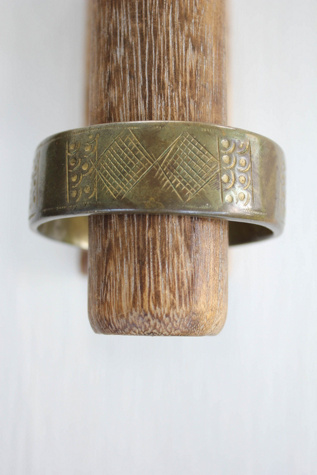 Vintage Hand Carved Solid Brass Cuff Bracelet Selected By Moons + Junes Vintage