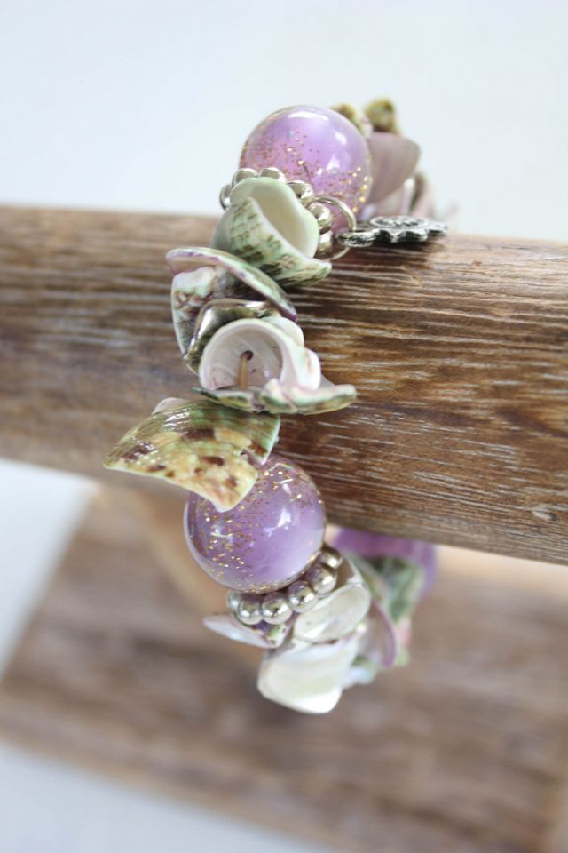 Vintage Shell Shard Beaded Sun Charm Bracelet Selected By Moons + Junes Vintage #3