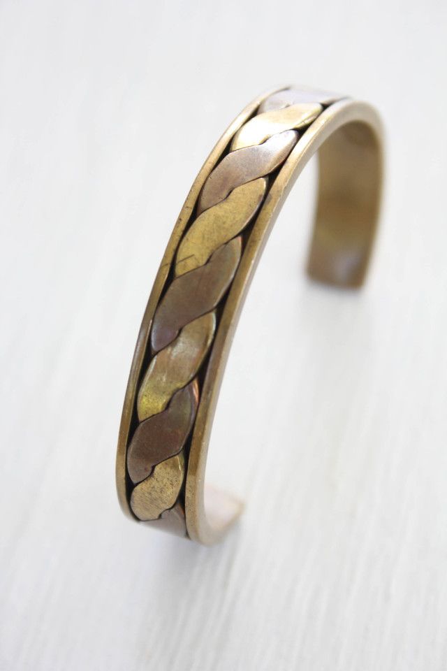 Vintage Braided Brass Copper Cuff Bracelet Selected By Moons + Junes Vintage #1