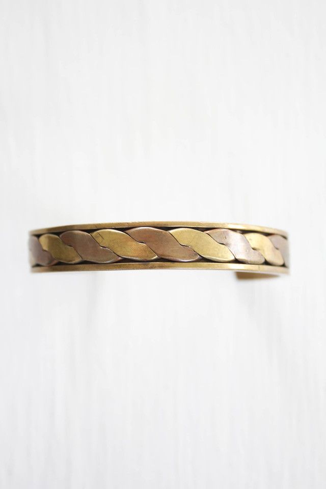 Vintage Braided Brass Copper Cuff Bracelet Selected By Moons + Junes Vintage #2
