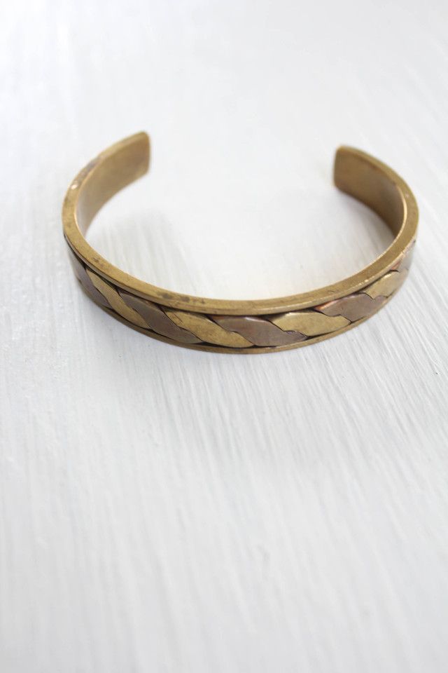 Vintage Braided Brass Copper Cuff Bracelet Selected By Moons + Junes Vintage #3