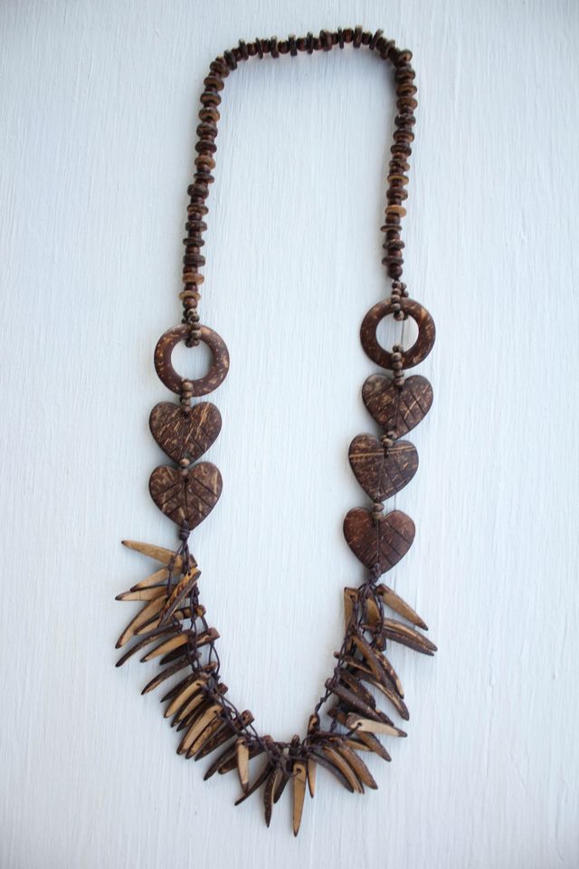 Vintage wood bead on sale necklace