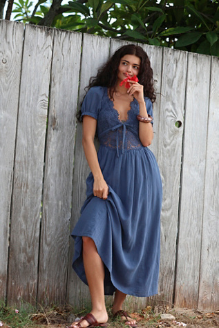 All You Need Is Lace Midi Dress by free-est at Free People in Blue, Size: XS