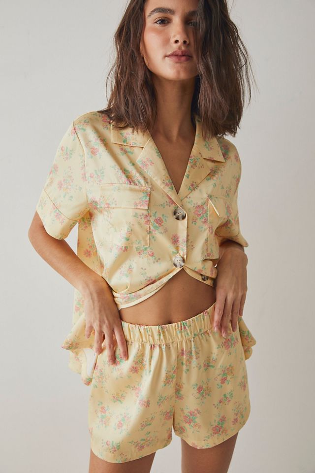 Free People Pillow Talk Satin Short Crop Pajamas