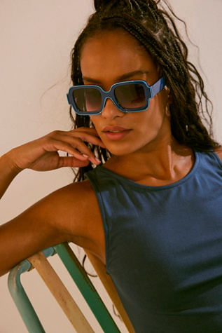 Shadow Side Square Sunglasses at Free People in Cobalt