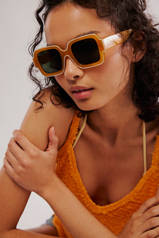 Shadow Side Square Sunglasses at Free People in Limoncello