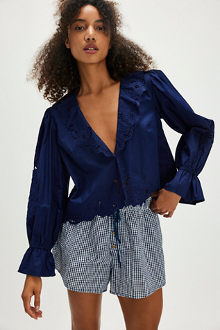 Maisie Cutwork Top at Free People in Celestial Indigo, Size: Medium