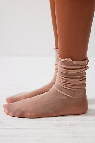 Tulle Crew Socks by Only Hearts at Free People in Chai, Size: S/P