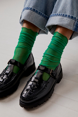 Tulle Crew Socks by Only Hearts at Free People in Green, Size: S/P