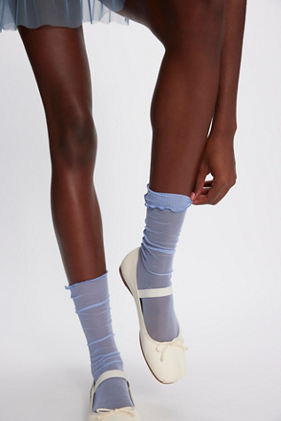 Tulle Crew Socks by Only Hearts at Free People in Bluebird, Size: S/P