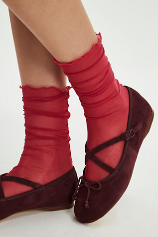 Tulle Crew Socks by Only Hearts at Free People in Besos, Size: S/P