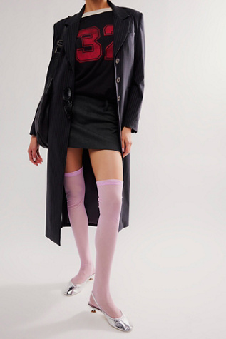 Tulle Over-the-Knee Socks by Only Hearts at Free People in Pink Moon, Size: S-M/P-M