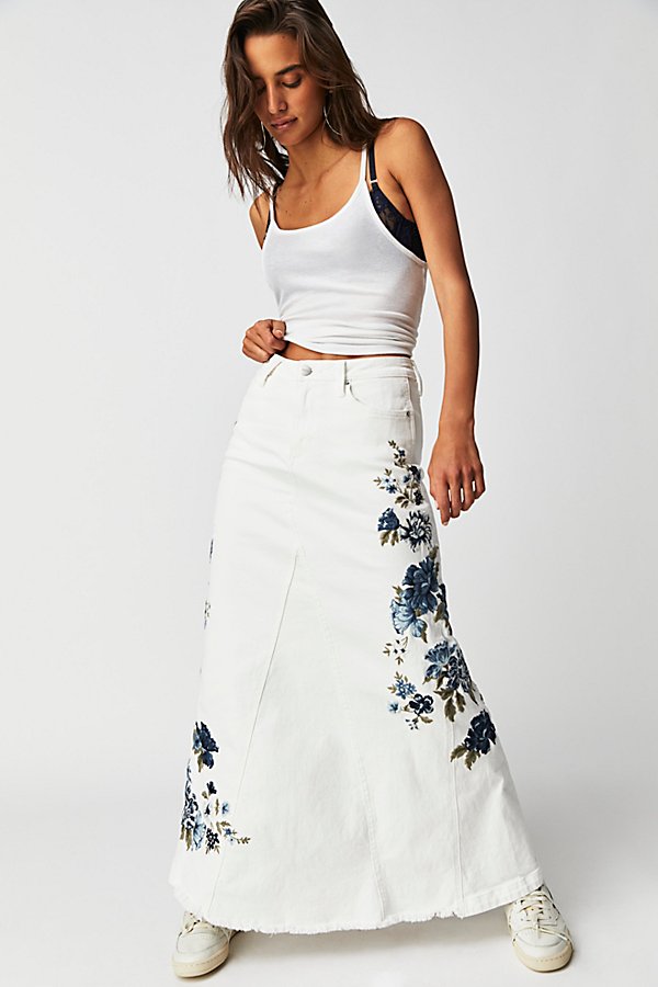 Driftwood Bluebell Fleur Maxi Skirt In White Denim
