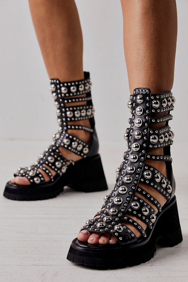 Studded heeled sales gladiator sandals