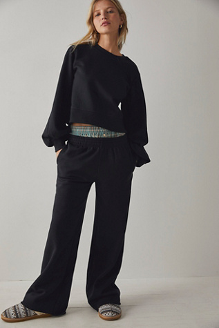 Recycled Fleece Wide-Leg Trousers by Richer Poorer at Free People in Black, Size: Small