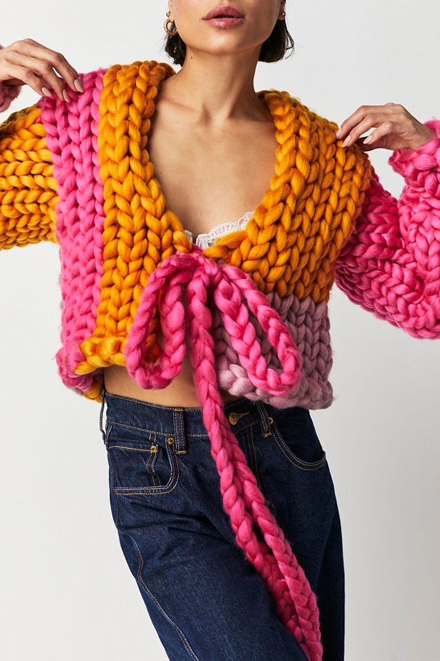 Hope Macaulay Hot Pink Colossal Knit Cardigan | Free People