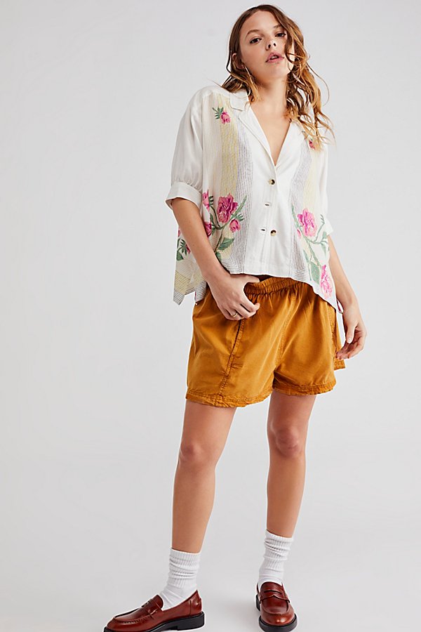 Free People Get Free Poplin Pull-on Shorts In Spiced Pecan