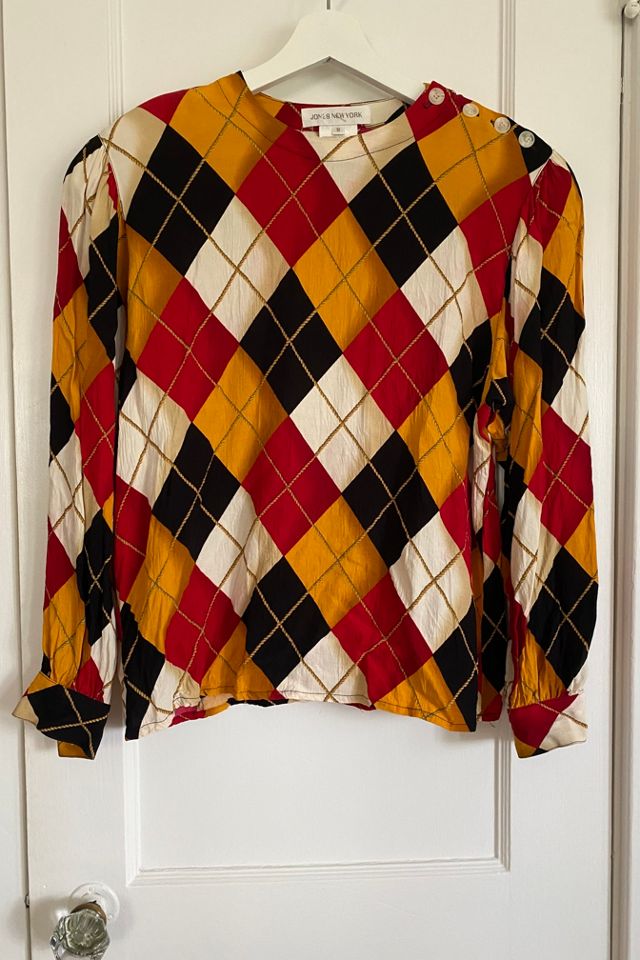 Vintage Harlequin Pattern Blouse Selected By KA.TL.AK #1