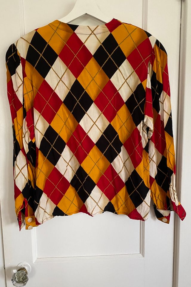 Vintage Harlequin Pattern Blouse Selected By KA.TL.AK #3