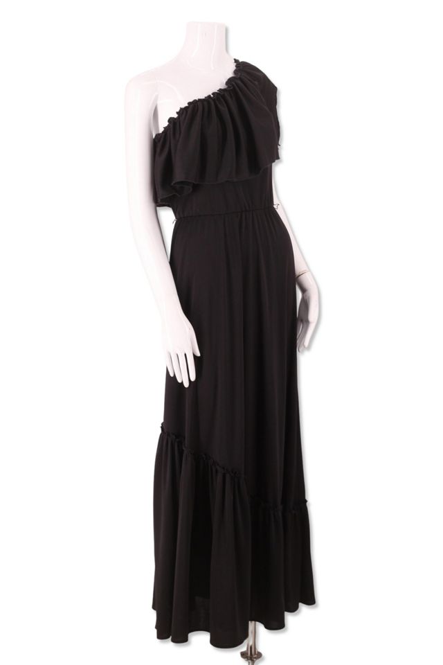 ワンピース 1970s Off Shoulder Dress Black 1970s One Shoulder Disco Era Maxi Dress Selected By Ritual