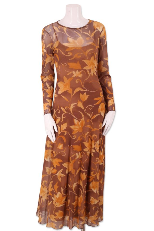 knee length dresses for ladies Vintage 90s Floral Mesh Layer Dress main image 1