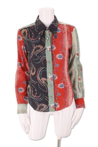 1970s Mixed Media Rayon Blouse Selected By Ritual Vintage