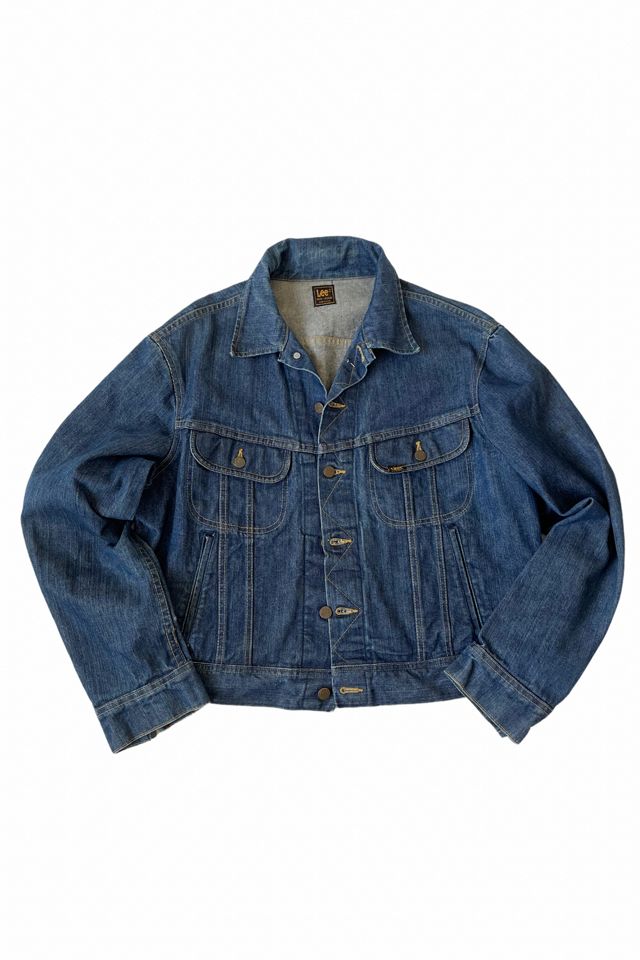 Vintage Lee Riders Denim Jean Trucker Jacket Size 40 Blue PATD