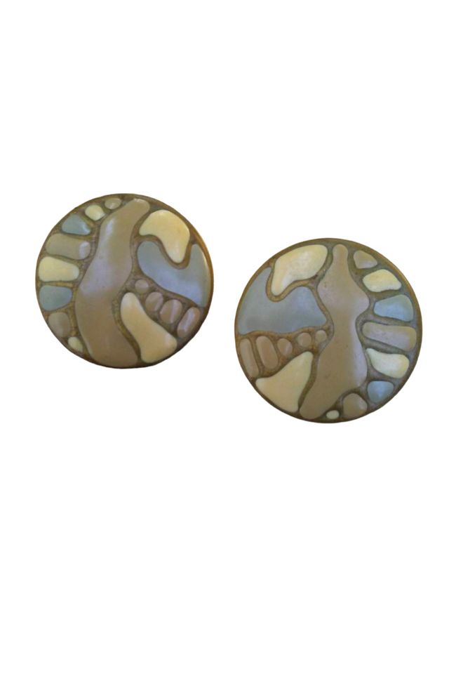 Vintage Multicolored Enamel Circle Earrings Selected By Ankh By Racquel Vintage #1