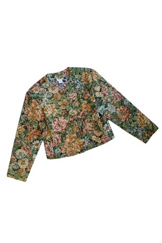 Vintage Floral Tapestry Print Shirt Blouse 80s CHABLIS Jacket 