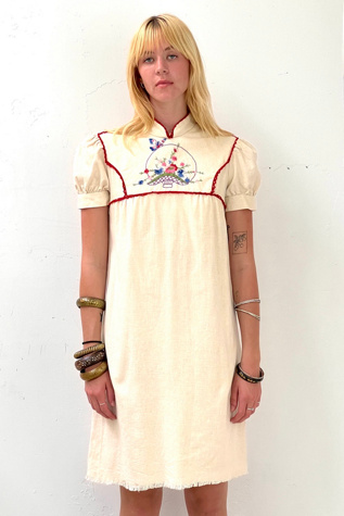 Vintage Butterfly Embroidered Mini Dress Selected by Anna Corinna
