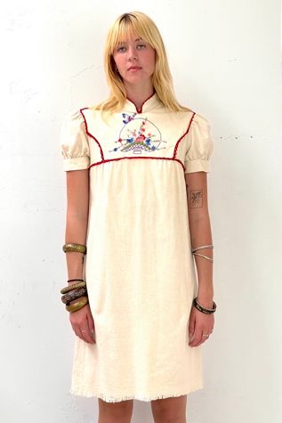 Vintage Butterfly Embroidered Mini Dress Selected by Anna Corinna