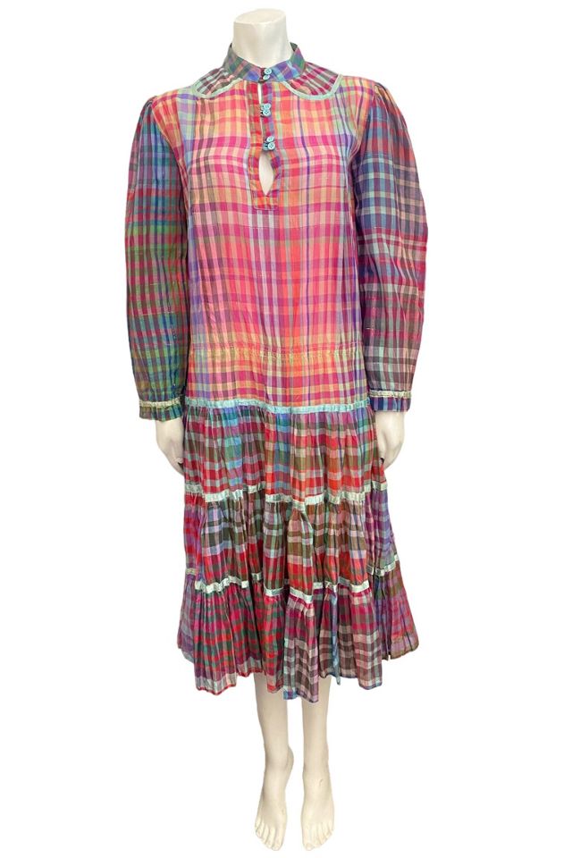 1980s Vintage Plaid Collared Long Sleeve Dress Selected by BusyLady Baca & The Goods #2