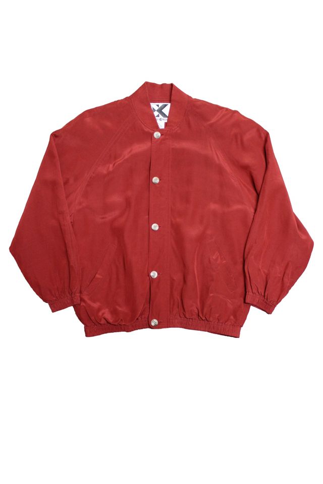 Vintage Shell Print Silk Bomber Jacket