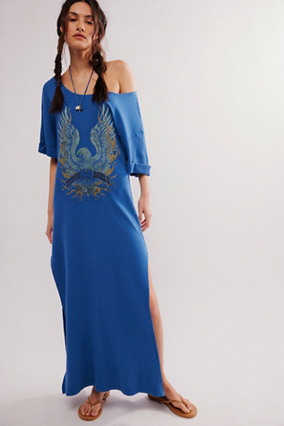 Eagle Maxi Top by Vintage Souls at Free People in Blue, Size: Large