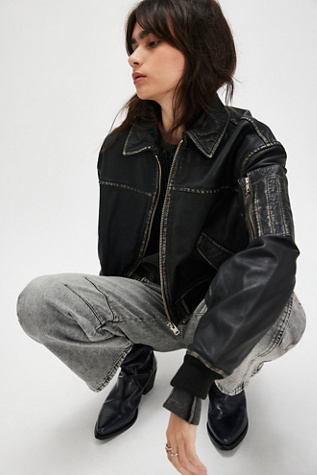 Oval Square Osrocker Leather Bomber Jacket