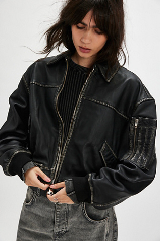 Oval Square Osrocker Leather Bomber Jacket