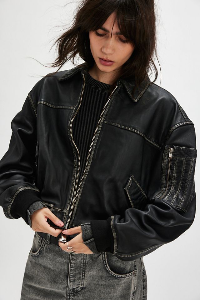 Blouson Aviateur en Cuir Oval Square Osrocker #1