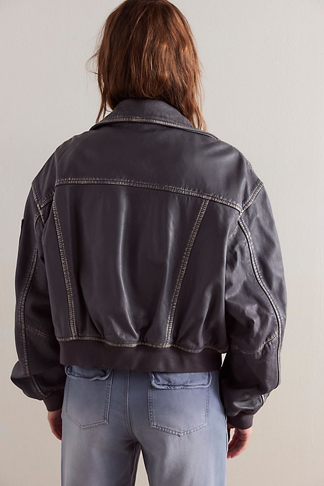 Oval Square Osrocker Leather Bomber Jacket | Free People Oval Square Osrocker Leather Bomber Jacket | Free People