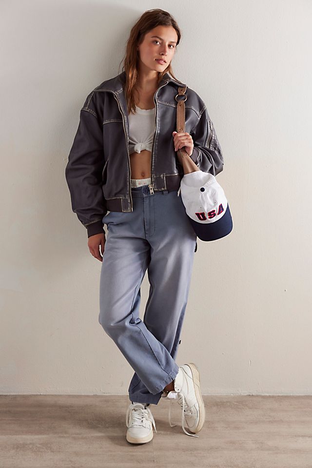 Oval Square Osrocker Leather Bomber Jacket | Free People Oval Square Osrocker Leather Bomber Jacket | Free People