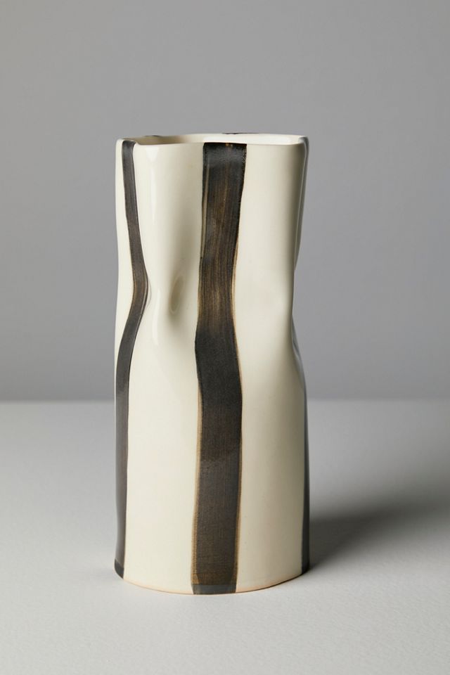 Alicja Ceramics Striped Paperbag Vase #1
